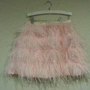 Curio and Kind Feathered Skirt in Light Pink